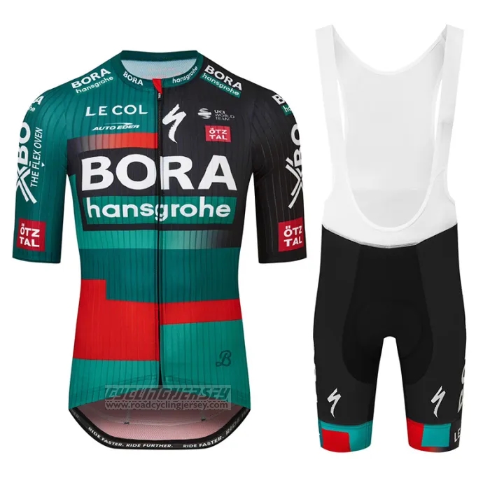 2023 Cycling Jersey Bora-Hansgrone Green Red Short Sleeve and Bib Short